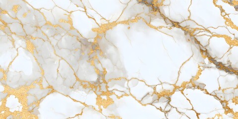 Elegant White Marble Texture with Golden Veins High-Resolution Background Image