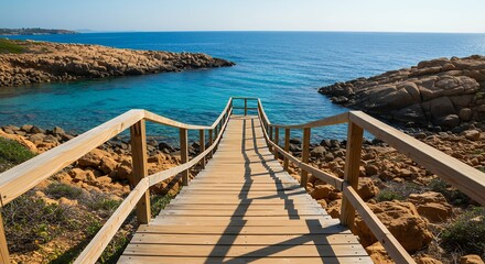 Obraz premium Wooden Walkway to the Blue Ocean