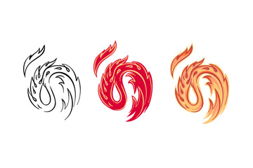 Outline Flame Set Hand Drawn Vector Image