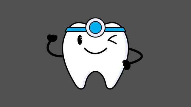 Looping Dental Tooth Cartoon Character Talking Motion Graphic with Alpha Background