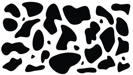 Seamless Black and White Cow Skin Pattern. Black Stains on a White Background Texture