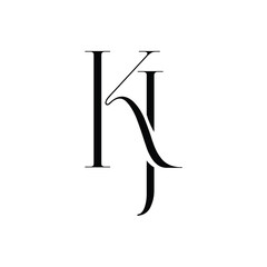 KJ monogram logo design letter text name symbol monochrome logotype alphabet character simple logo