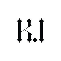 KJ monogram logo design letter text name symbol monochrome logotype alphabet character simple logo