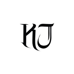 KJ monogram logo design letter text name symbol monochrome logotype alphabet character simple logo