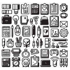 vector collection of office stationery icon clipart in editable line style