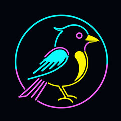 Fototapeta premium Neon-Bird-Logo-Circle-Bright-Colors