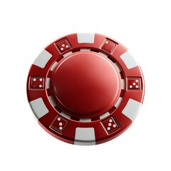 Naklejka premium Luxury red and white casino chip in glossy finish modern poker game setup premium quality stylish environment