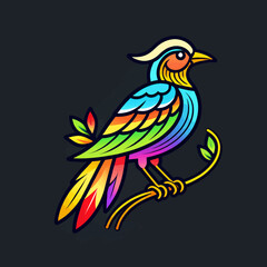 Fototapeta premium Rainbow_Bird_Art_Colorful_Bird_Vector_Illustration_Design