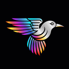 Obraz premium Rainbow_Bird_Logo_Design_Colorful_Wings_Fly_Elegant_Bird_Art