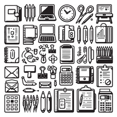 vector collection of office stationery icon clipart in editable line style
