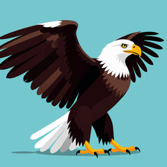 Obraz premium Bald-Eagle-Cartoon-Illustration-American-Symbol-Bird-of-Prey