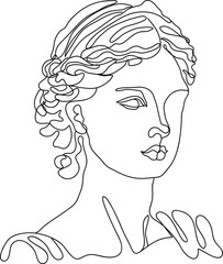head of greek goddes line art