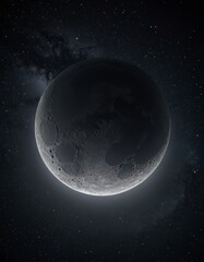 Majestic Lunar Crescent: A Celestial Symphony in Shades of Gray