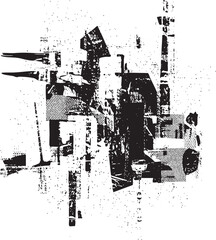 Obraz premium Abstract black and white geometric shapes overlap and intersect.