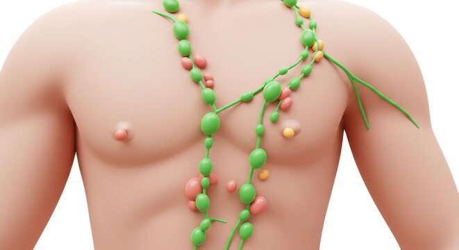 Human Lymphatic System 3D Model: Nodes and Vessels Visualization