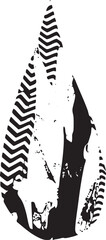 A stylized silhouette of a fern leaf against a stark white background.