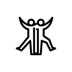 having fun with friend outline icon. figure having fun line art illustration.