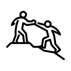 helping friend outline icon. figure supporting friend line art illustration.