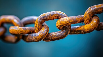 Fototapeta premium Close-up of rusty chain links, showing texture and age.