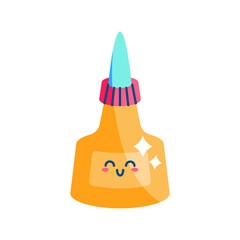 Cute kawaii glue bottle with happy face