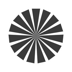 Retro black white sun rays bg. Pop art comic cartoon element.