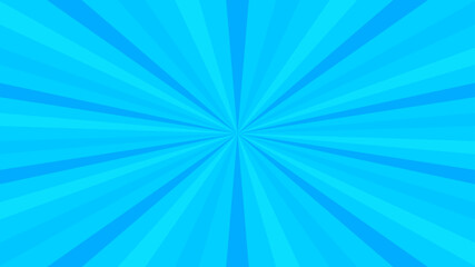 Retro blue sun rays on halftone bg. Pop art comic cartoon