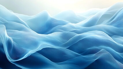 Obraz premium Abstract blue wave formations with gradient lighting evoking depth and textured surface impressions