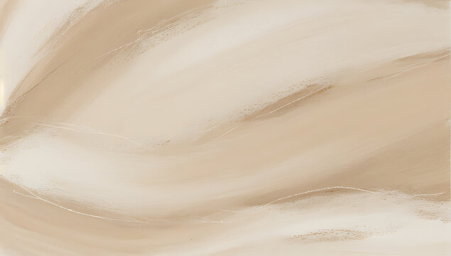 Abstract texture background in white and beige shades. Hand painted textured acrylic template. Neutral illustration with paint brush strokes. Contemporary minimal artwork. Modern canvas painting