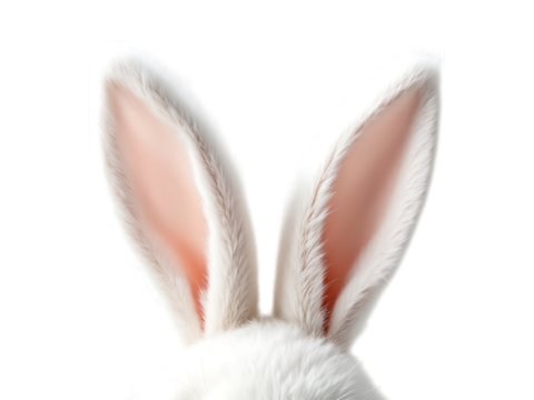 Close up of fluffy white bunny ears.