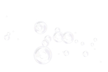 Shiny pastel soap bubbles isolated on white