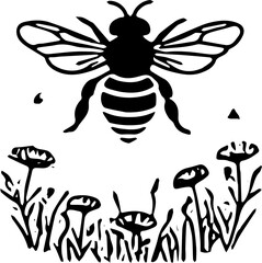 bee and flowers silhoutte 