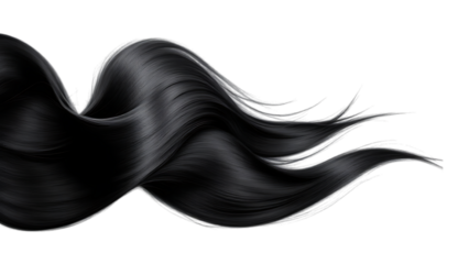 Flowing black hair, elegant and luxurious.