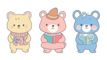 Obraz premium Cute Cartoon Character Wearing Adorable Outfits – Fun and Stylish Vector Illustration