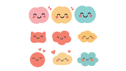 Fototapeta premium Cute Smiling Element Vector Graphic Design – Adorable Happy Face Icon in Flat Style