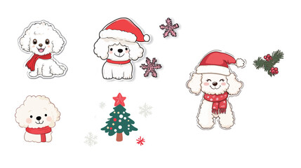 Cute_white_poodle_in_Christmas_stickers_cartoon-01.eps