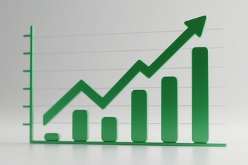 Green Upward Bar Graph Shows Company Growth and Success, Generative AI