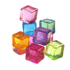 element isolate transparent Colorful ice cubes stacked creatively. PNG DIE-CUT FOR ADVERTISING