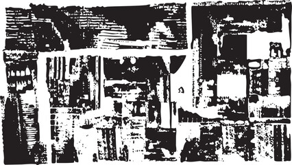 Obraz premium Abstract black and white geometric shapes form a layered composition.