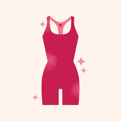 Set female fitness and yoga pilates zip-up jacket, sports romper, and wrap top on pink background. Flat vector illustration. Activewear and wellness lifestyle concept.