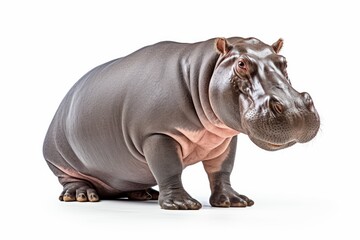 Obraz premium Pygmy Hippopotamus Adorable Gentle Giant on White Background Studio Shot