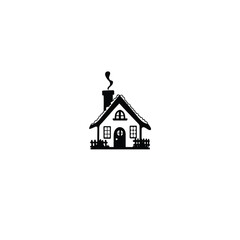 Cozy House silhouette on white background