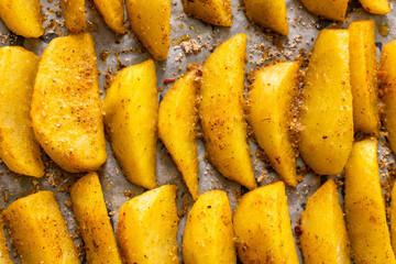 Fried potato wedges. Food. Fast food. Diet