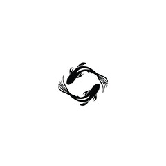 Infinity Fish silhouette on white background