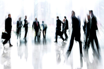 group of people in the lobby business center