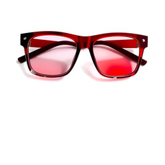 A pair of 3D glasses isolated on a pure white background, realistic lighting and shadow, ideal for cut-out and compositing