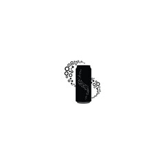 Soda Can with Bubbles silhouette on white background