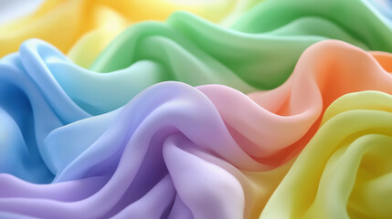 Obraz premium Brightly colored rainbow fabric draped elegantly displaying the beauty of diversity and the celebration of queer culture