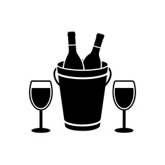 ice bucket with wine and glasses vector 