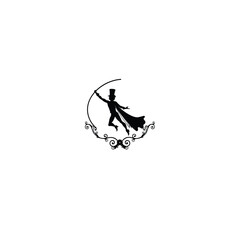 Vintage Circus Performer silhouette on white background