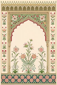 Vintage mughal frame design, seamless pattern with flowers, seamless floral pattern with flowers, seamless floral pattern, seamless pattern with leaves	

